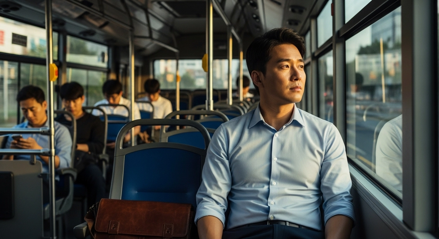 242번 버스 버스를 타고 출근하는 모습